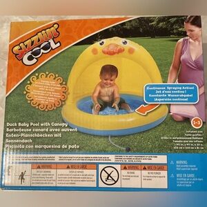 NIB Toys R Us Sizzlin’ Cook Duck Baby Outdoor Pool with Canopy Sprinkle Splash